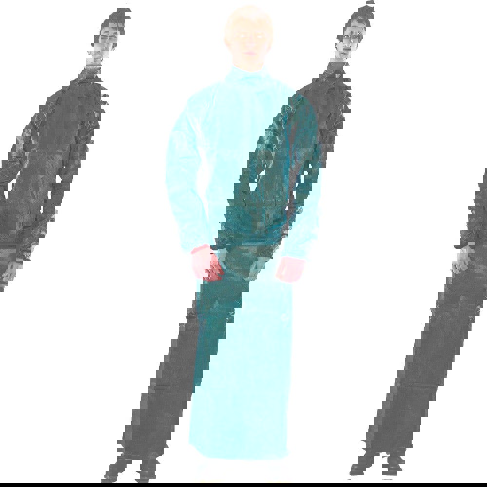 Disposable & Chemical Resistant Aprons; Garment Style: Coat Apron ; Garment Type: Dual Hazard ; Garment Length (Inch): 81 ; Garment Width (Inch): 49 ; Material: Multi-Layer Non-Woven Barrier Laminate Fabric ; Closure Type: Ties In Back; Hook & Loop